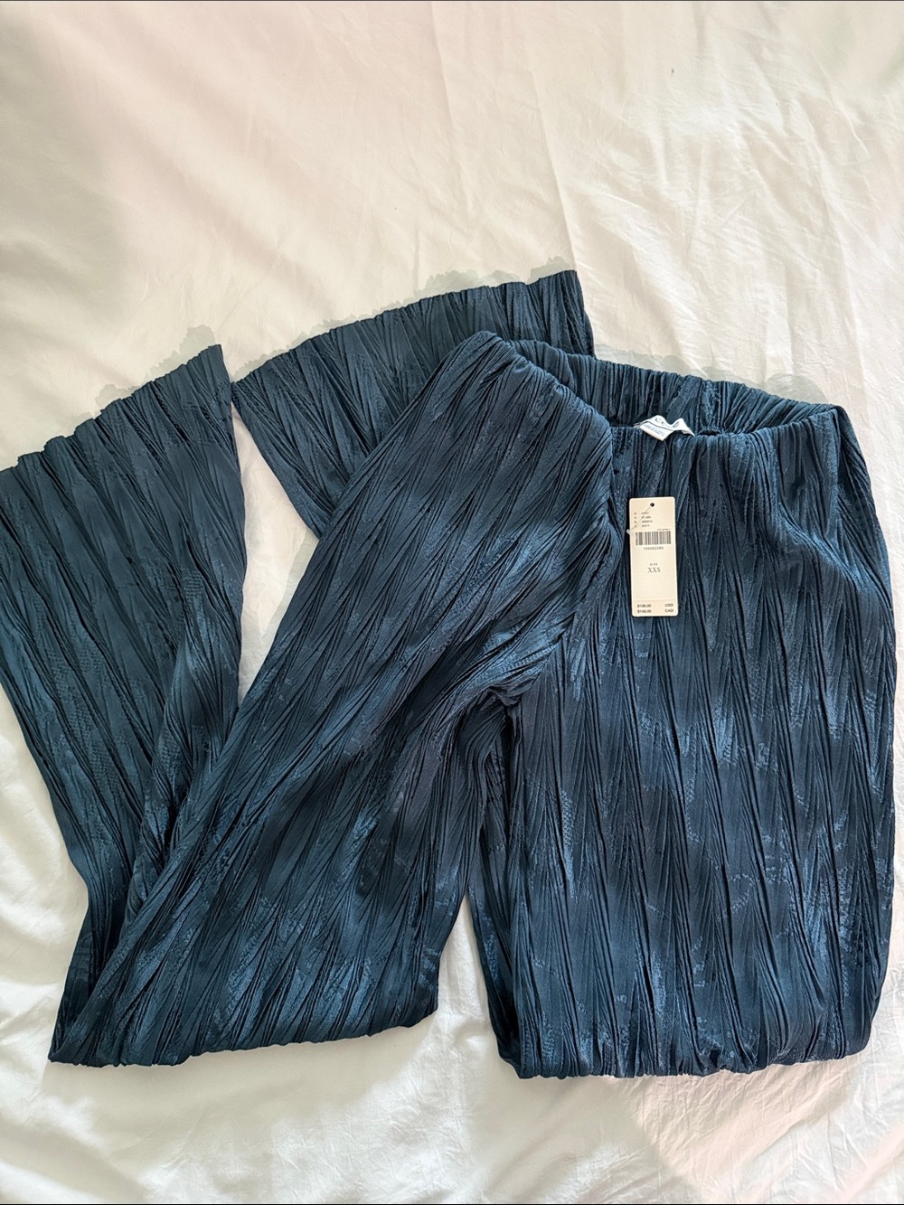 Maeve Textured Crinkle Maxi Skirt in Slate Blue